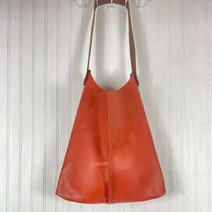 Scabby Robot Orange Wedge Leather Hobo Bag